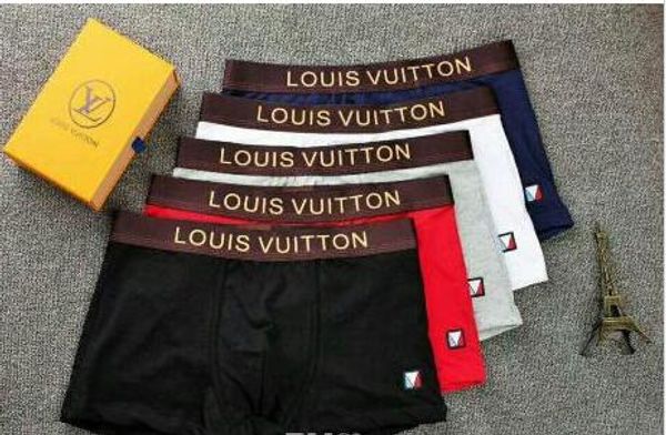 

LL1 мода мужчины нижнее белье боксеры хлопок 6 Цвет M-XXL дышащий письмо трусы шорты люксовый бренд дизайн Cuecas плотный пояс