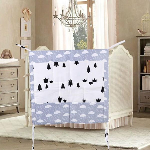 

baby bed organizer nursery hanging bag cotton cartoon crib multi-function infant multi-pocket holder
