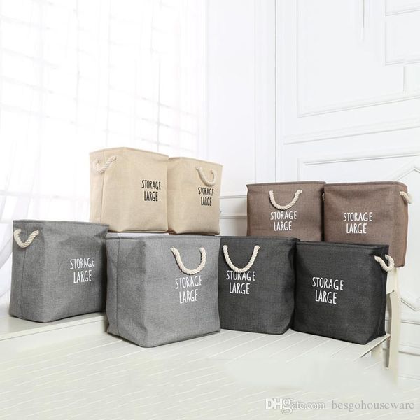 

durable waterproof laundry storage baskets box folding portable cotton linen foldable storage bag cloth toy snack storage box bc bh0656-2