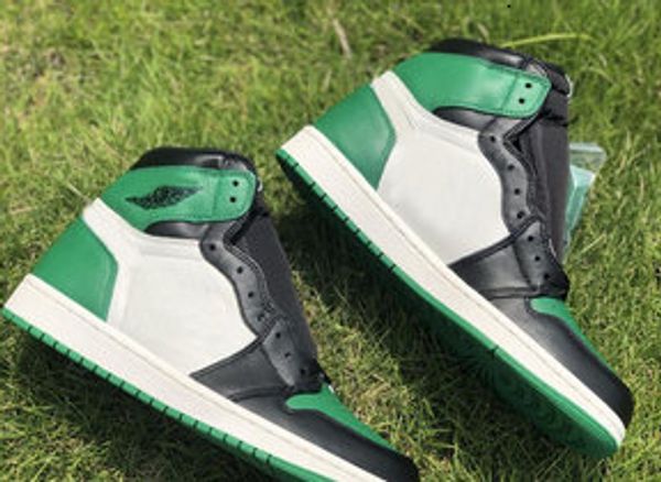 

1 pine green toe basketball shoe 1s toe black green white women mens 2019 outdoor sport sneaker 7-12
