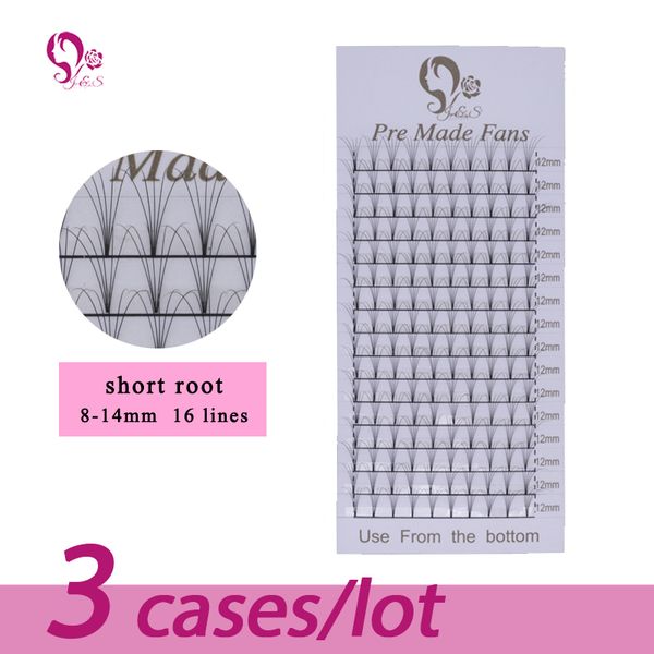 

j&s 3 cases eyelashes extension 5d pre-made fans hand made lashes false mink natural lash