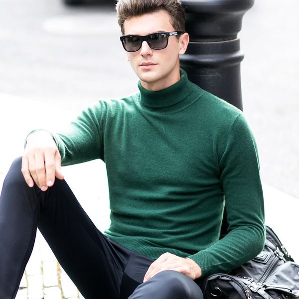 

autumn winter authentic pure cashmere turtleneck sweater mens warm computer knitted casual pullovers comfortable size smlxlxxl, White;black