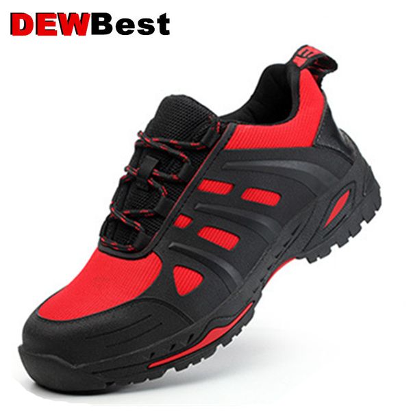 

dew2019 5 colours breathable mesh safety shoes men light sneaker indestructible steel toe soft anti-piercing work boots, Black