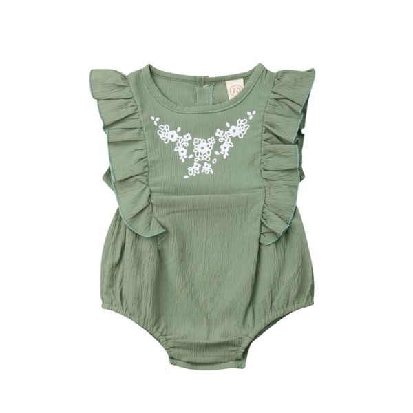 

newborn infant baby girl summer ruffle floral sleeveless bodysuit jumpsuit toddler girls one piece playsuit sunsuit 0-24m, Blue