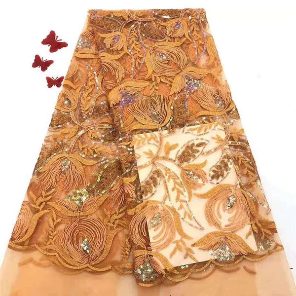 

nigerian lace fabrics 5yard 3d sequins net lace fabric 2019 sequins, silvery lace fabric for haute couture dress, Black;white