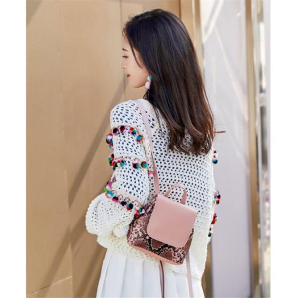 

women serpentine backpack youth pu leather backpacks for teenage girls female new design school shoulder bag sac main femme