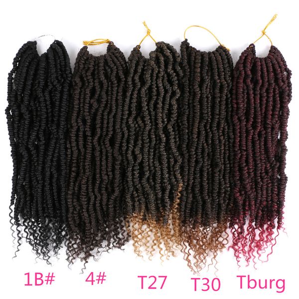 

24 synthetic пряди / шт bomb twist крючок волос ombre плетение волосы пушистый spring twists 12 дюймов бесплатной доставки, Black