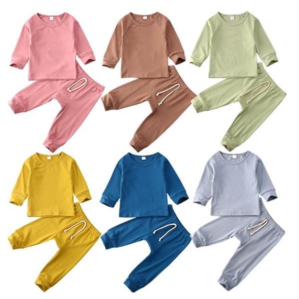 

baby sleep sets 2020 new 0-24m infant baby boy girl t-shirt+long pants outfits pajamas clothes set pijama bebe, Blue;red