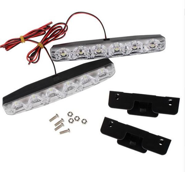 

2pcs led car daytime running lights drl 6 leds dc 12v 6000k automobile light source car styling waterproof