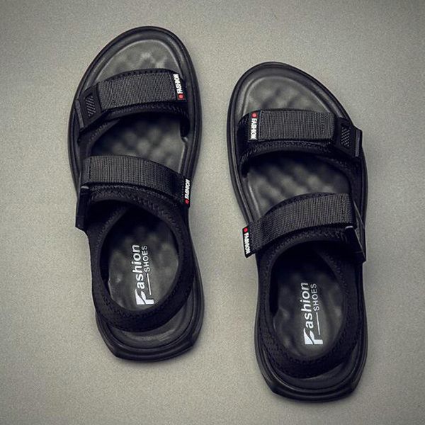 

olomm casual sandals men's tide 2019 summer new men's fashion beach shoes non-slip magic sandals men-309, Black