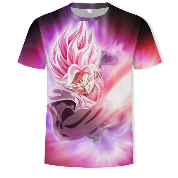 

mens designer dragon ball cartoon 3d printing round collar short sleeve t-shirt, White;black