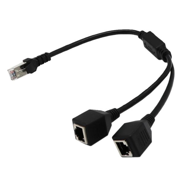 

rj45 1 male to 2 female port ethernet cable splitter extension cable durable