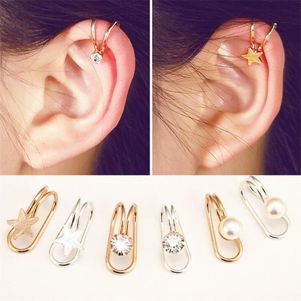 

simple joker alloy moon heart earrings for women ear clip u-shaped earrings earless butterfly feminine jewelry party wedding, Silver