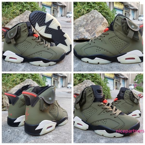 

2019 new arrived travis scotts 6 og cactus jack glow in dark 3m reflective army green men designer basketball shoes 6s sports sneakers