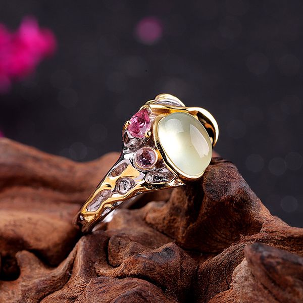 

fashion new s925 pure silver jewelry ladies grape stone rings for woman 100% real 925 silver woman rings, Slivery;golden