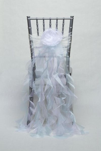 2019 Custom Made Hand Made Flowers Ruffles Wedding Chair Covers