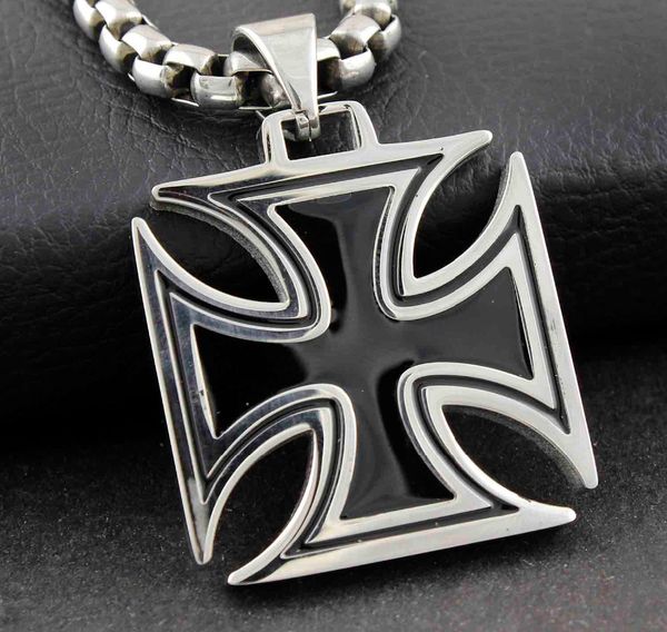 

chopper iron maltese cross solid stainless steel mens charm pendant necklace pp7, Silver