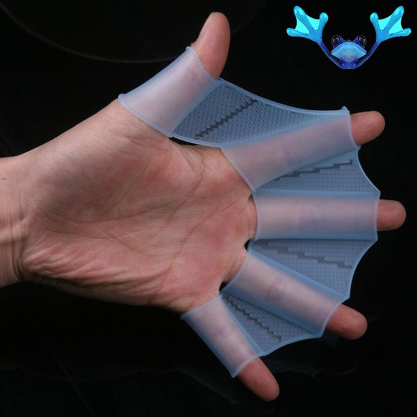 

2 pcs silicone hand swimming webbed gloves silicone frog type fins flippers palm finger paddle wear diving glove
