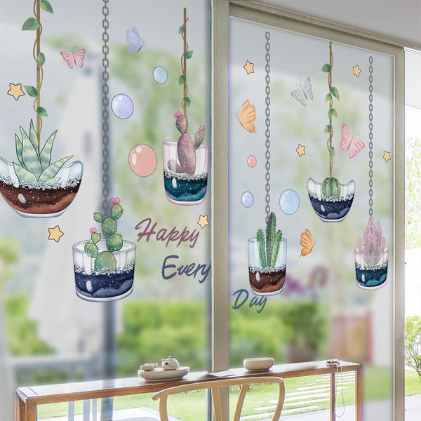 

shijuekongjian] potted plant wall stickers diy succulent bonsai wall decals for kids room baby bedroom nursery home decoration