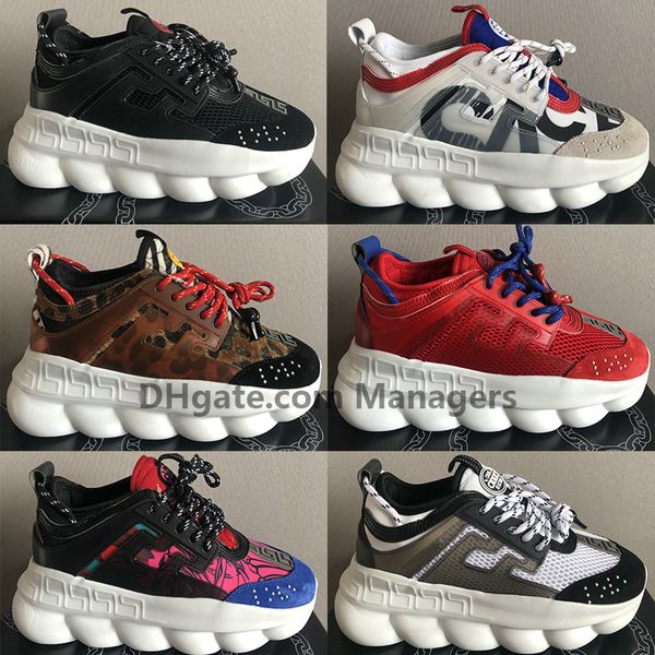 

2019 new italy chain reaction 2.0 chainz black designer shoes mens womens ace leopard multi-color rubber suede luxury sneakers eur 36-45