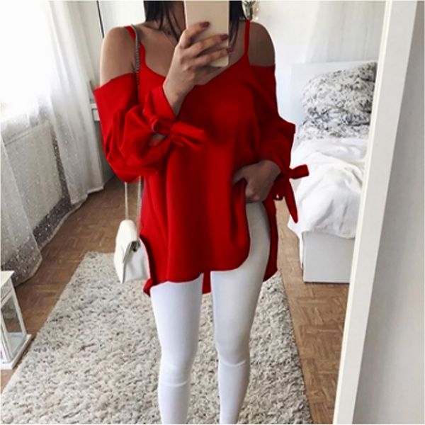 

женщины топы женщин блузы off top плеча sexy бинты женщины блузки повседневный сыпучие блуза женская аппликация blusas плюс размер s, White