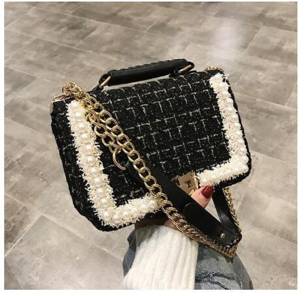 

2020 зимней мода нового женских площади tote мешок quality шерстяной pearl женщины конструктор сумка дама цепь плечо crossbody сумка, Blue;pink