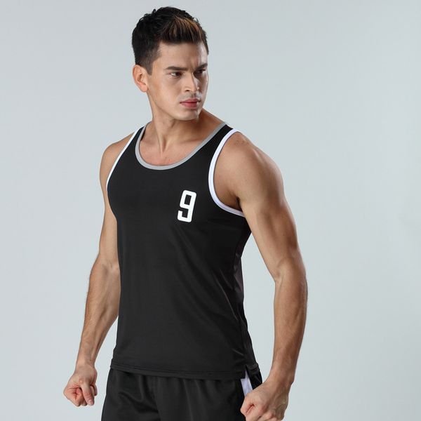 

ma54 new style breathable retro men slim fit sports vest, Black;blue