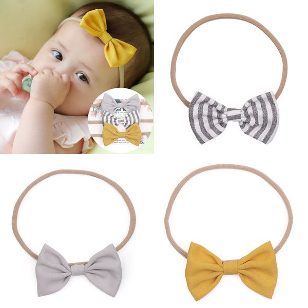 

europe fashion infant baby girls bow headband bowknot cute head elastic hair band headbands bandanas hairbands 14975, Slivery;white