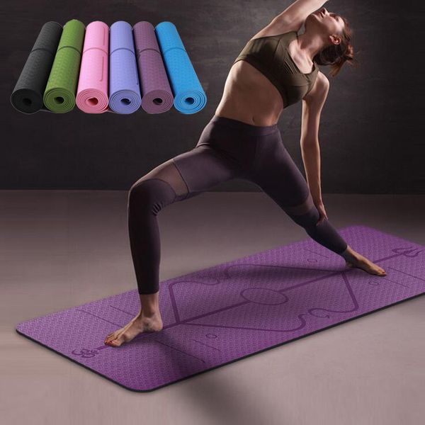 

1830*610*6mm tpe yoga mat with position line non slip carpet mat for beginner environmental fitness gymnastics mats sd11001