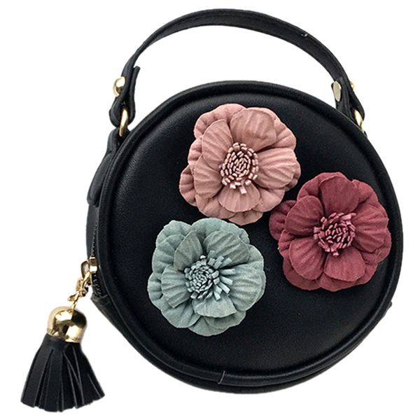 

abdb-autumn and winter new small round bag cute flower handbags purse simple shoulder diagonal package trend