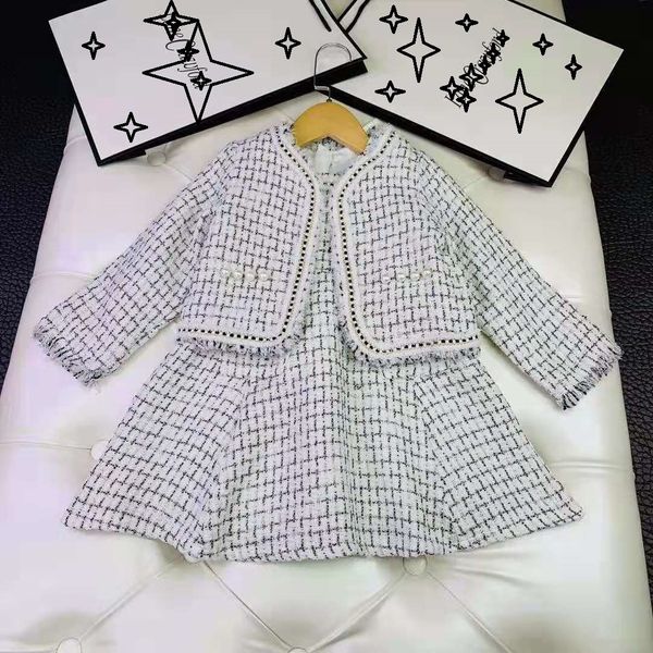 

girls in party dresses high-end girls' skirt set fall/winter new girls' two-piece coat+vest dress toddler girls clothing set t2004, White