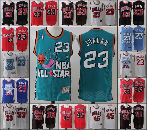

chicago bulls men michael jor dan mj scottie pippen dennis rodman nba 1991 all-star basketball swingman jersey, Black