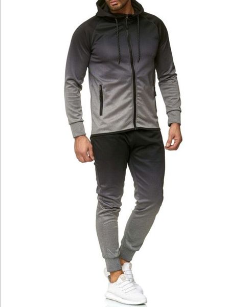 

2019 men leisure sports suit men's gradient europe and america set k118-p78, Black;brown
