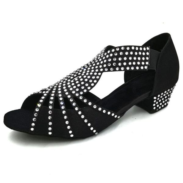 

pro dancer women ballroom dance shoes latin sandals open toe suede sole low heel party wedding wear
