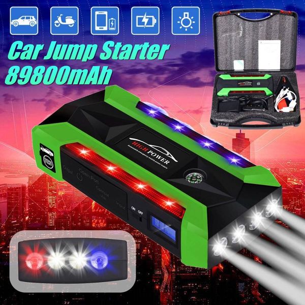 

89800mah 4 usb 600a car jump starter car emergency start power with safety hammer portable battery charger