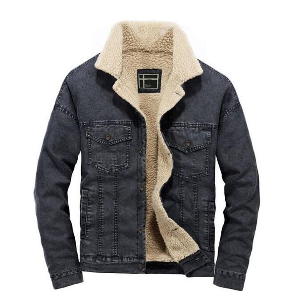 

winter casual denim jacket men thick warm fleece collar denim black blue coat male jean jacket coat size s-xxl, Black;brown
