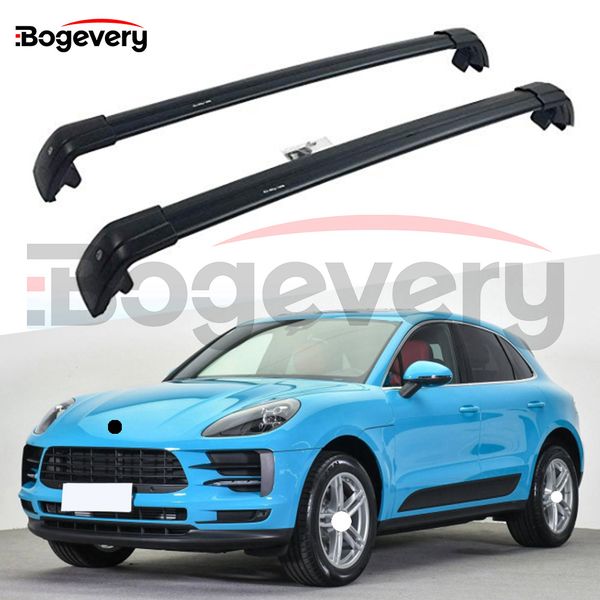 

new black baggage crossbar cross bars roof racks rail fit for porsche macan s turbo 2014 2015 2016 2017 2018 roof rack lockabe