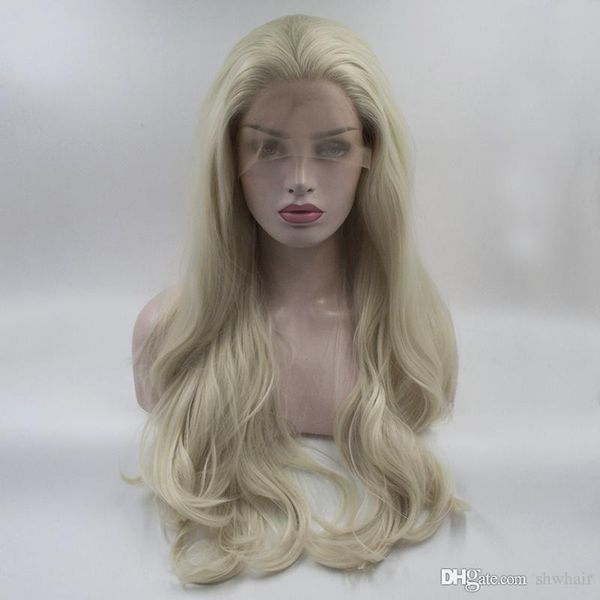 Blonde Synthetic Lace Front Wigs Natural Straight Long Full Hair