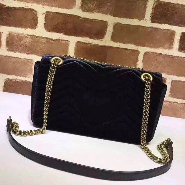

european style new single shoulder bag velvet fashion bag handbag leather color stripe pattern trumpet and metal chain
