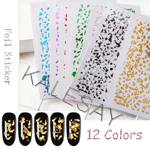 

2020 gold 3d nail foil sticker manicure design diy nail sticker decals tips foil design for decoration back glue, Black