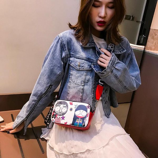 

мультфильм печатных плече сумка женщин высокого качества wild посланника сумки женские один маленький квадрат сумка bolsas feminina сако