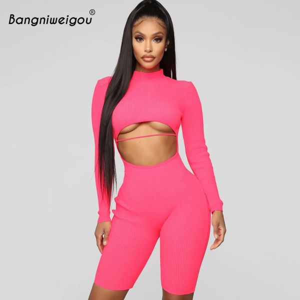 

bangniweigou ребра вязать выдалбливают осень комбинезон bodycon с длинным рукавом комбинезон комбинезон водолазка спинки костюм, Black;white