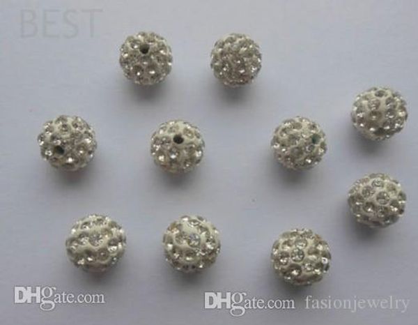 

6mm white micro pave cz disco ball crystal crystal bead bracelet necklace beads.mjpw wholesale stockmixed lot