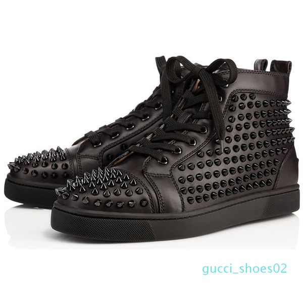 

2019 designer shoes studded spikes flats shoes red bottoms shoes mens womens party lovers genuine leather sneakers size 36-46l11 g02, Black
