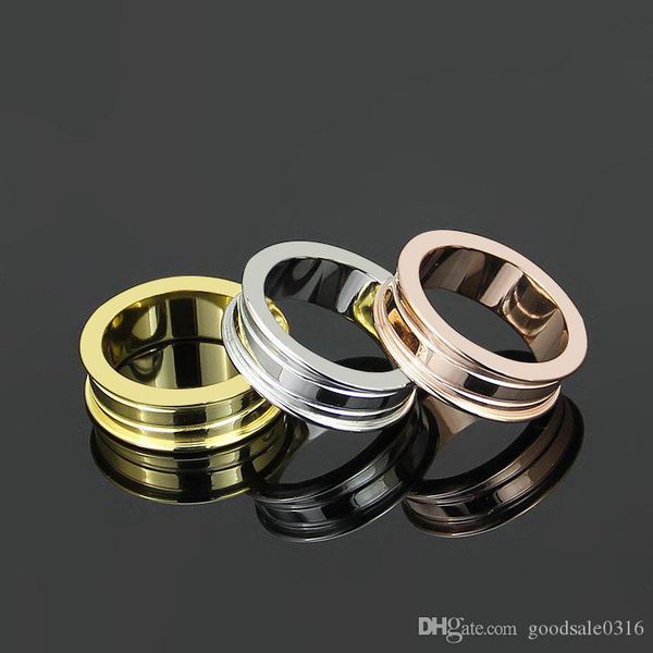 

fashion 316l titanium steel arc thread ring 18k gold plated spring ring couples simple ring gift, Silver