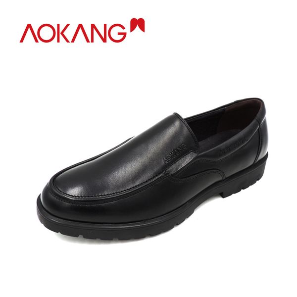 

aokang men loafers genuine leather dress shoes black casual shoes men flats oxfords pluz size
