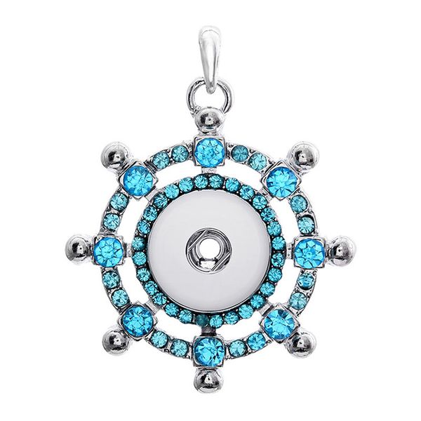 

fashion interchangeable metal rudder ginger crystal necklace 193 fit 18mm snap button pendant necklace charm jewelry for women gift, Silver