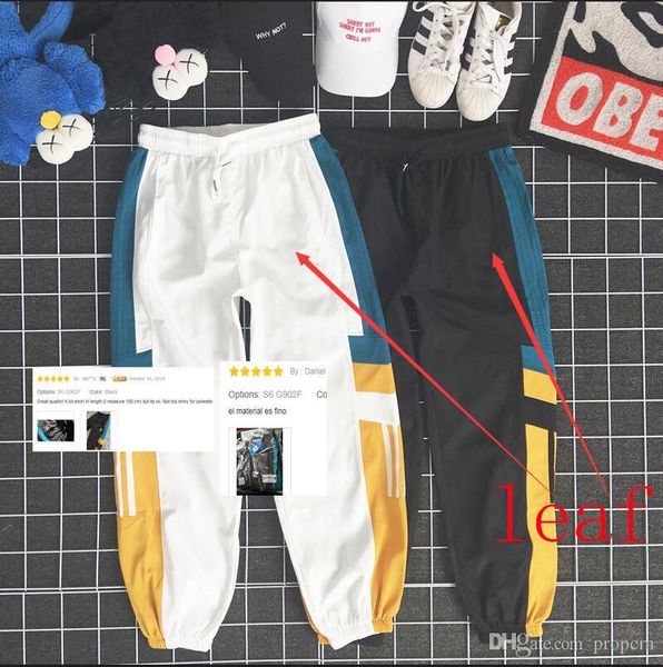 

летние дизайнерские мужские брюки с логотипом leaf роскошные брюки с панельным рисунком свободные спортивные брюки со шнурком повседневные д, Black