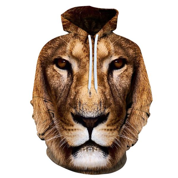 

new men's 3d hoodies animal full printed hooded pullovers hip hop male tiger & lion hoodies sweatshirts, Black