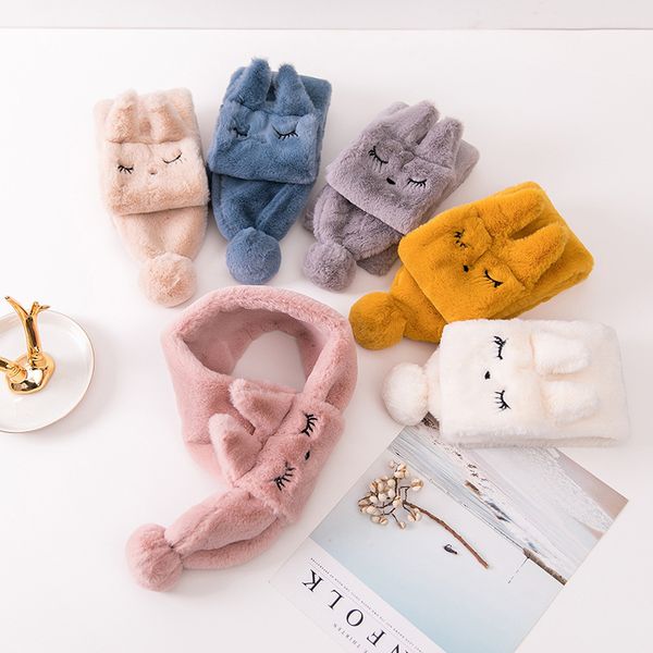 

cute children scarf shawl newendy neckerchief for kids fashion thicken furry lovely winter solid child scarves, Blue;gray